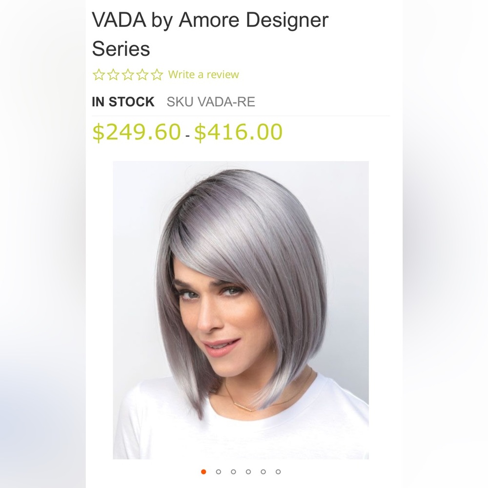 VADA by Amore Designer Series Smoky Gray rooted mid length bob wig 2569